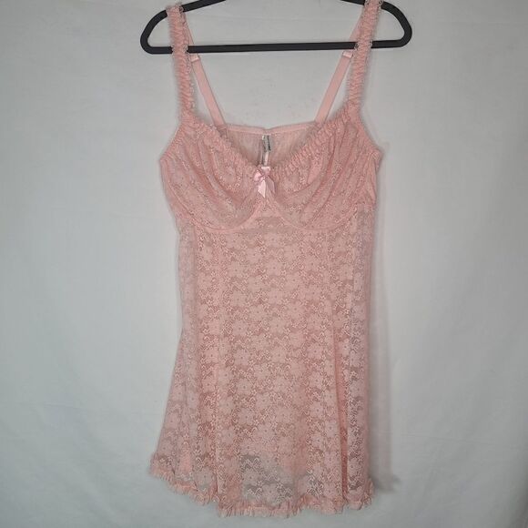 1X 14W 16W Pink Lace Babydoll Torrid Underwire - Picture 3 of 11